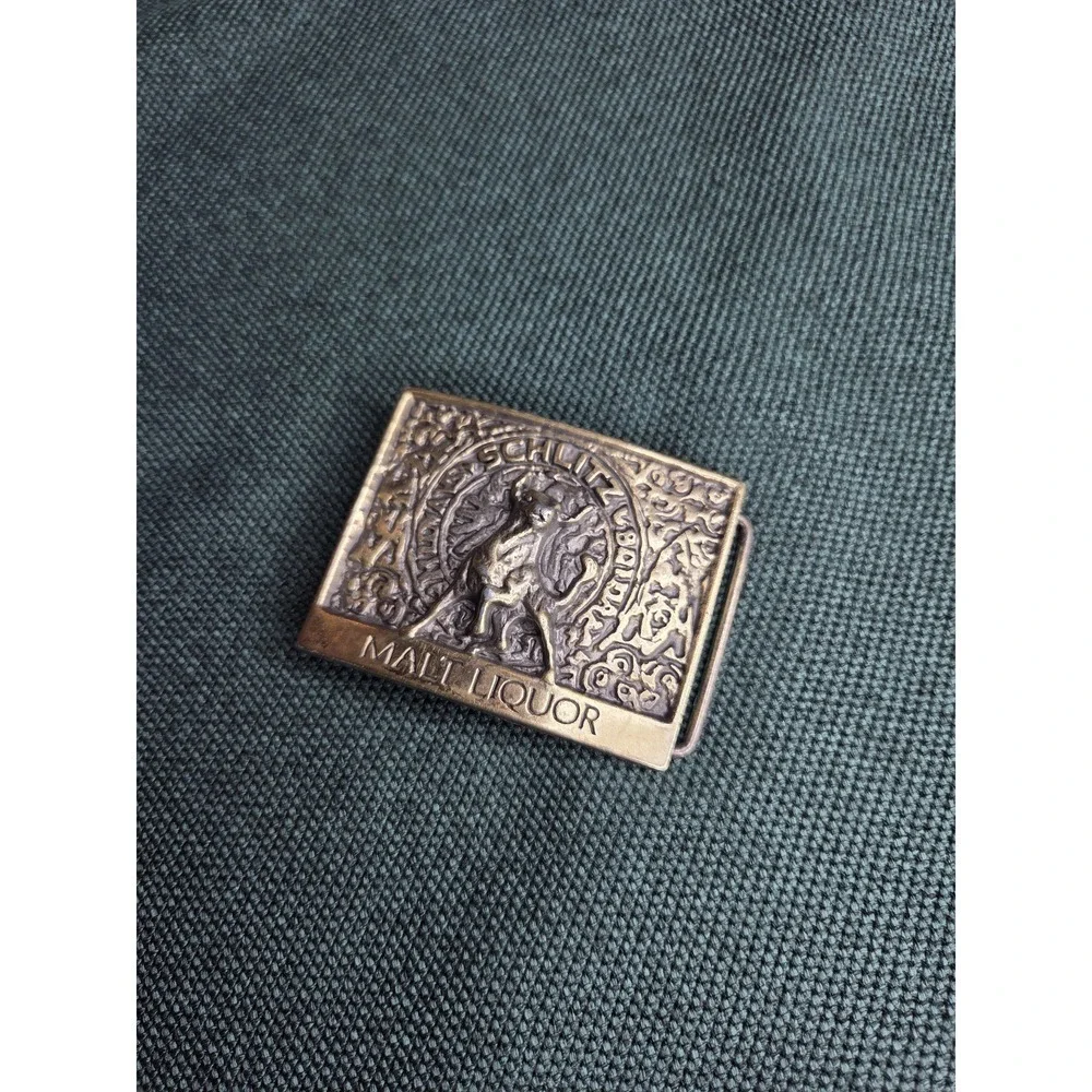 Vintage Schlitz Malt Liquor Metal Belt Buckle by Lewis Buckles